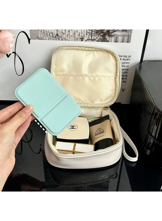 Beige Portable Foldable Makeup Mirror Compact Polished Glass No Battery Needed - Image 3