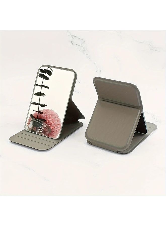 Beige Portable Foldable Makeup Mirror Compact Polished Glass No Battery Needed - Image 5