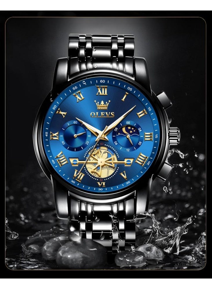 أوليفز ساعة OLEVS للرجال أنيقة أصلية متعددة الوظائف فاخرة من الفولاذ المقاوم للصدأ ومقاومة للماء وساعة كوارتز مضيئة - Image 5