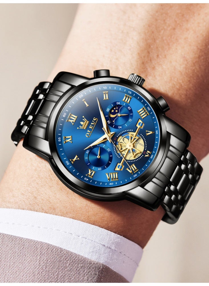 أوليفز ساعة OLEVS للرجال أنيقة أصلية متعددة الوظائف فاخرة من الفولاذ المقاوم للصدأ ومقاومة للماء وساعة كوارتز مضيئة - Image 2