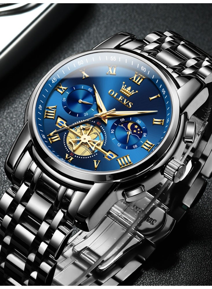 أوليفز ساعة OLEVS للرجال أنيقة أصلية متعددة الوظائف فاخرة من الفولاذ المقاوم للصدأ ومقاومة للماء وساعة كوارتز مضيئة - Image 4