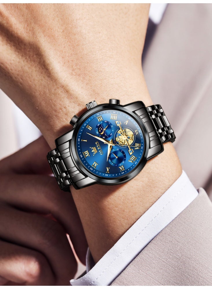 أوليفز ساعة OLEVS للرجال أنيقة أصلية متعددة الوظائف فاخرة من الفولاذ المقاوم للصدأ ومقاومة للماء وساعة كوارتز مضيئة - Image 3