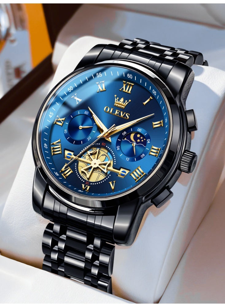 أوليفز ساعة OLEVS للرجال أنيقة أصلية متعددة الوظائف فاخرة من الفولاذ المقاوم للصدأ ومقاومة للماء وساعة كوارتز مضيئة - Image 1