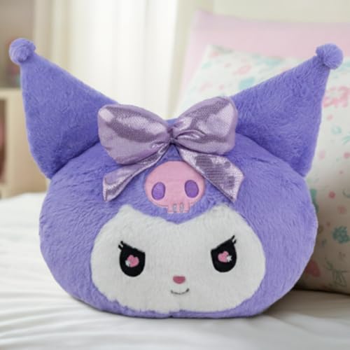 Mirada Official Sanrio Kuromi Soft Plush Face Toy – Cute Purple Cushion Plush for Kids & Girls | Fun Collectible Gift | 30cm - Image 1