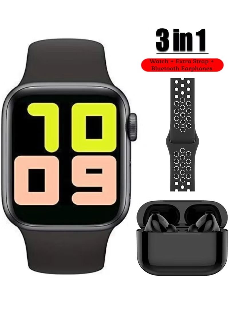 إيف 3 في 1 كومبو T55 بلوتوث للاتصال ساعة ذكية مع حزام متنوع مجاني وسماعات لاسلكية مع حزمة حقيبة شحن