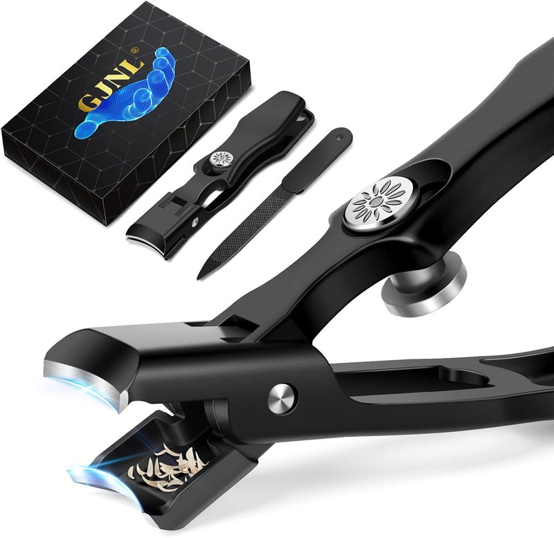 Nail Clippers for Thick Nails Stocking Fillers Adults Wide Jaw Opening Toe Nail Clippers with Catcher Large Toenail Clippers Heavy Duty Cutter with Safety Lock Christmas Xmas Presents Gifts for Men