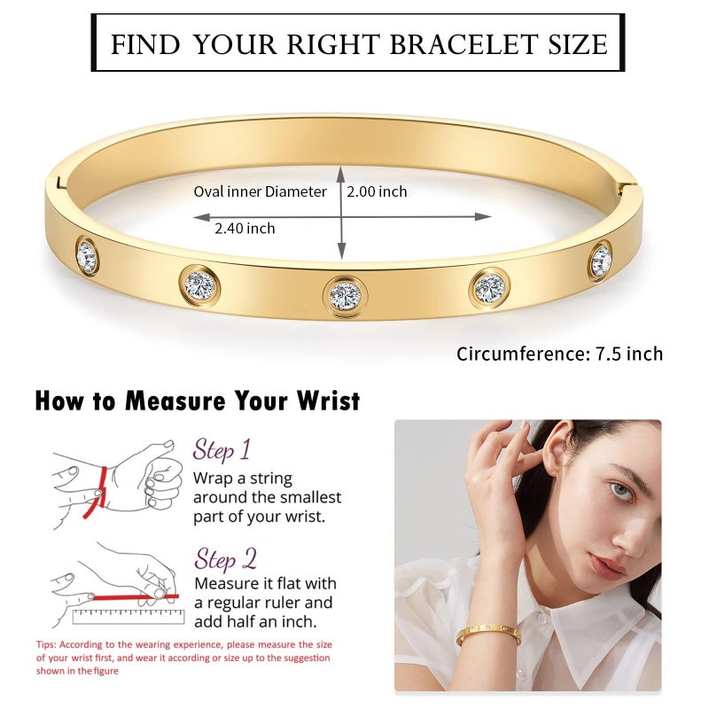 PDWZNBA 18K Gold-Plated Love Friendship Bracelets Trendy Stainless Steel Bangle Jewelry Gifts for Women - Image 3