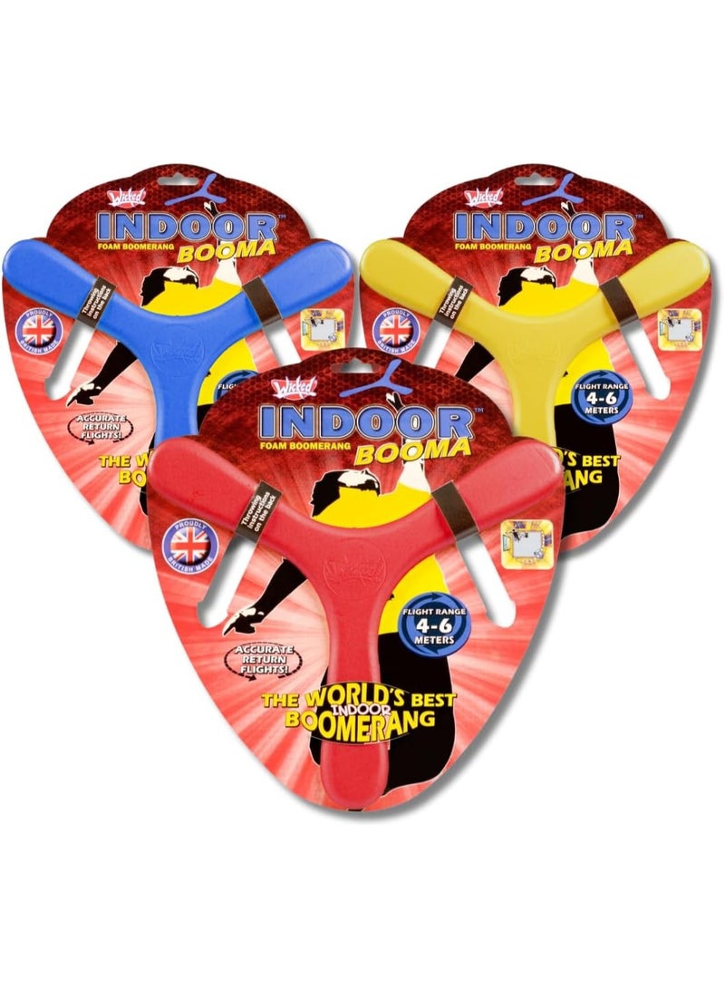 WICKED Indoor Booma Foam Boomerang Flight Range 10-20 Feet 4-6 Meters Assorted Colors - Image 1