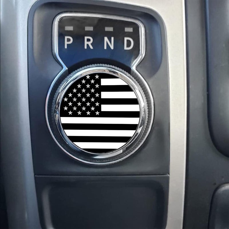 HHLOU Dial Shifter Trim Plate Etched American Flag Emblem Gear Shift Switch Knob Cover Fit for Chrysler Pacifica Chrysler 200300 Dodge Durango Voyager Dodge Ram 1500 2500