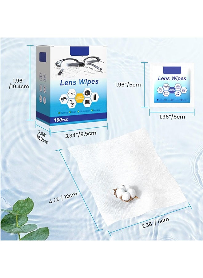 HaHaHai 100 Pack Eyeglass Lens Cleaning Wipes,Pre- Lens Wipes for Eyeglasses, Moistened Individually Wrapped Sracth-Free Streak-Free Eye Glasses Cleaner Wipes for Camera Lens,Sunglass, Goggles  - Image 2