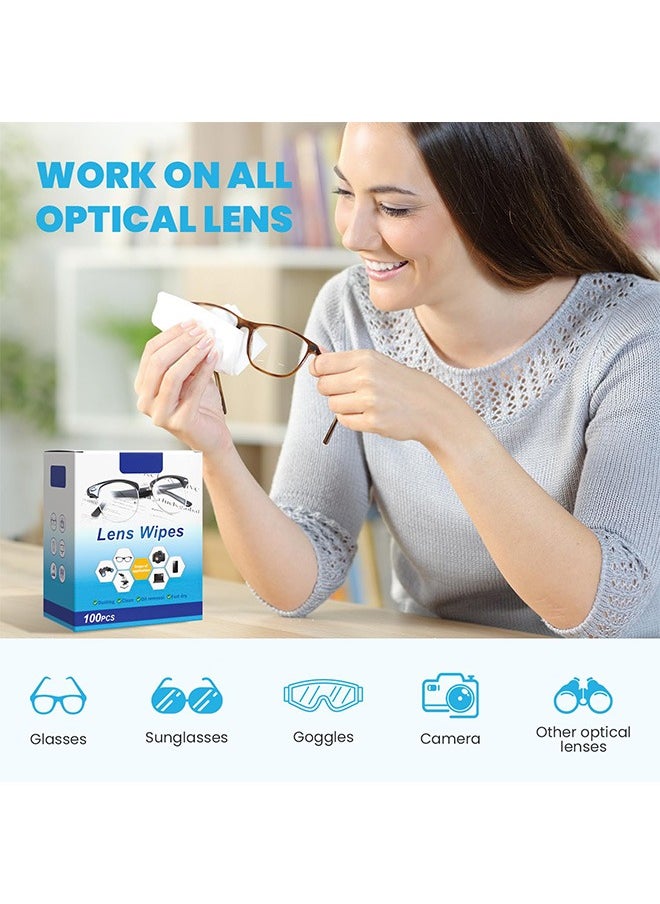HaHaHai 100 Pack Eyeglass Lens Cleaning Wipes,Pre- Lens Wipes for Eyeglasses, Moistened Individually Wrapped Sracth-Free Streak-Free Eye Glasses Cleaner Wipes for Camera Lens,Sunglass, Goggles  - Image 3