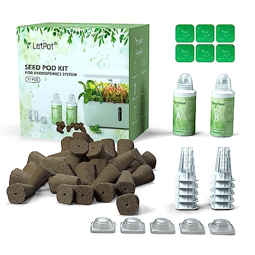 LETPOT 77 Pcs Seed Pod Kits, Square Grow Anything Kit for Hydroponics, with 2 A&B Nutrient Plant Foods and 30 Sponges, 5 Domes, 10 Baskets, 30 Stickers, Compatible Mini and Other Brand - Image 1