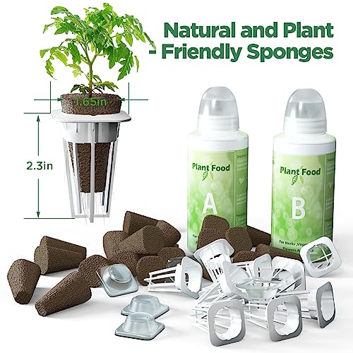 LETPOT 77 Pcs Seed Pod Kits, Square Grow Anything Kit for Hydroponics, with 2 A&B Nutrient Plant Foods and 30 Sponges, 5 Domes, 10 Baskets, 30 Stickers, Compatible Mini and Other Brand - Image 3