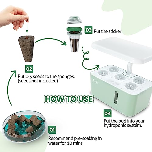 LETPOT 77 Pcs Seed Pod Kits, Square Grow Anything Kit for Hydroponics, with 2 A&B Nutrient Plant Foods and 30 Sponges, 5 Domes, 10 Baskets, 30 Stickers, Compatible Mini and Other Brand - Image 4