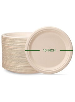Eco-Friendly Compostable Paper Plates - 125 Pcs, Heavy-Duty, 100% Natural Bagasse, Large 10 Inch Dinner Plates, Biodegradable, Environmentally Friendly, Sturdy Disposable Plates, Bulk Pack