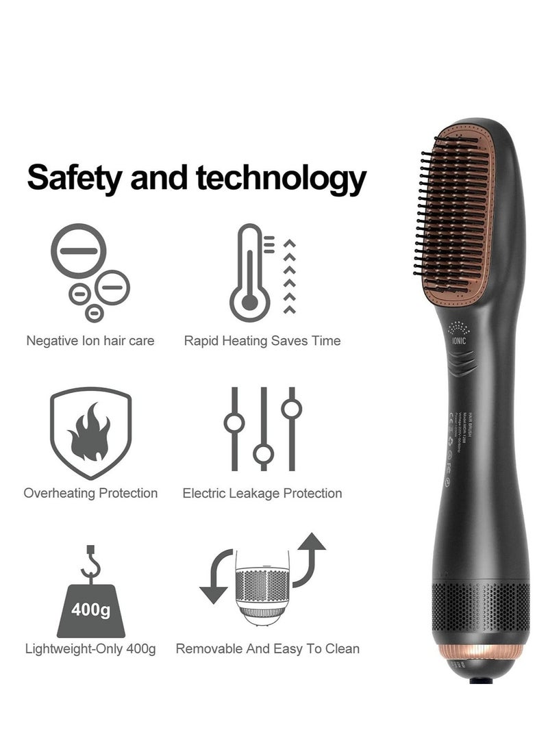 Sharpdo 3 In 1 Hair Dryer Brush & Straightener Brush, Professional 1200W Powerful Ceramic Tourmaline Ionic Hot Air Brush, 3 Heat/2 Speed Settings One Step Hair Dryer And Styler For All Hair Types - Image 5