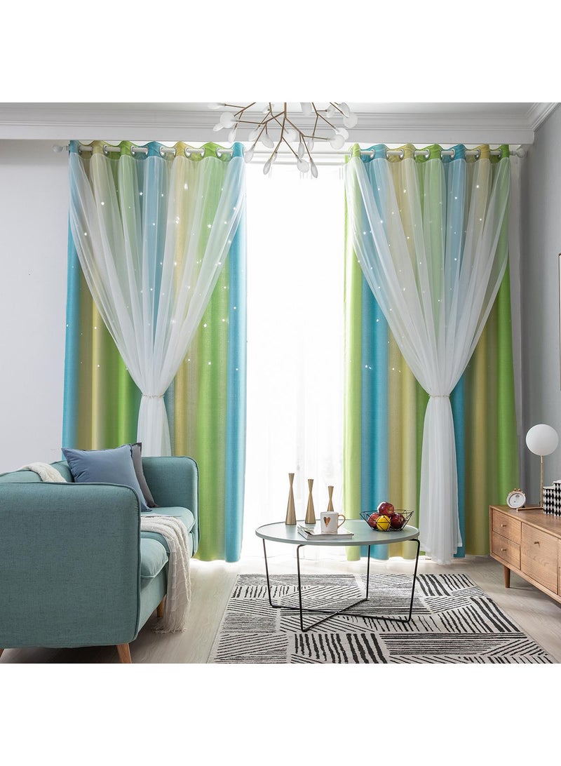 Bluejw ستائر خارجية سوداء مع نجوم مجوفة من قطعتين - Image 1