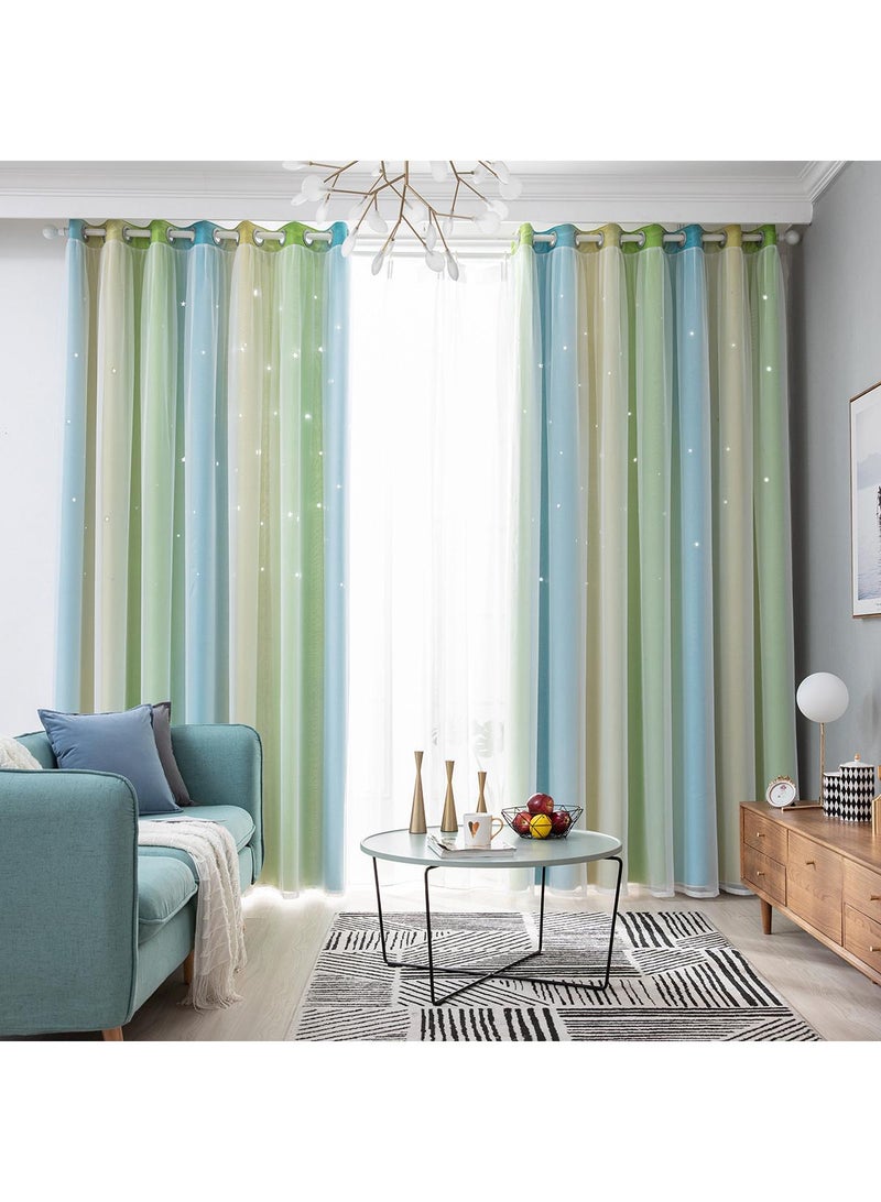 Bluejw ستائر خارجية سوداء مع نجوم مجوفة من قطعتين - Image 3