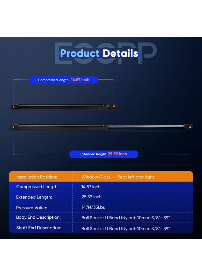 ECCPP Lift Supports, Rear Window Glass Lift Support Struts Gas Springs for 1997-2006 Jeep Wrangler With Hardtop Set of 2 - Image 3
