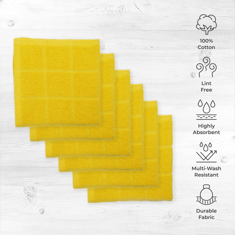 Mellow Buff 100% Cotton Terry Dish Cloth & Dish Towel, 6 Pack, Super Soft and Absorbent Kitchen Towels, Perfect for Kitchen Cleaning and Dish Washing (Yellow 6 Pack) - Image 2