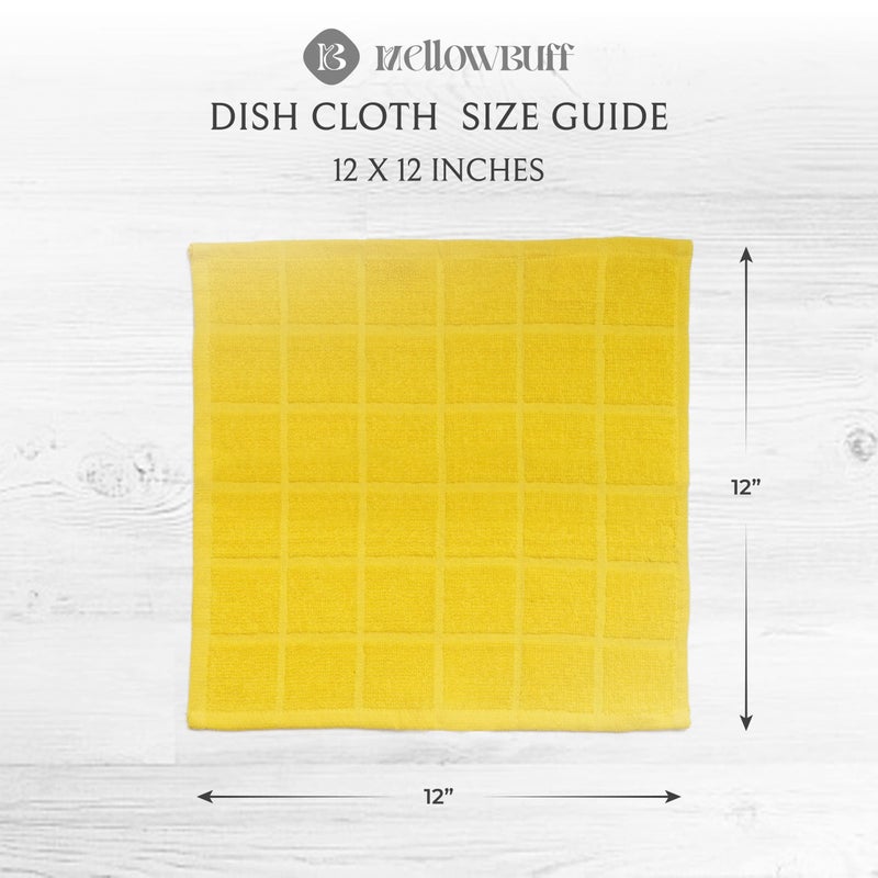 Mellow Buff 100% Cotton Terry Dish Cloth & Dish Towel, 6 Pack, Super Soft and Absorbent Kitchen Towels, Perfect for Kitchen Cleaning and Dish Washing (Yellow 6 Pack) - Image 4