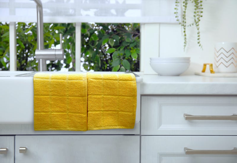 Mellow Buff 100% Cotton Terry Dish Cloth & Dish Towel, 6 Pack, Super Soft and Absorbent Kitchen Towels, Perfect for Kitchen Cleaning and Dish Washing (Yellow 6 Pack) - Image 5