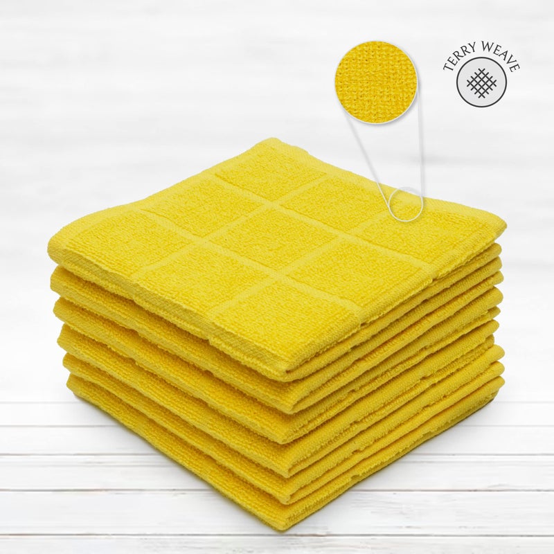 Mellow Buff 100% Cotton Terry Dish Cloth & Dish Towel, 6 Pack, Super Soft and Absorbent Kitchen Towels, Perfect for Kitchen Cleaning and Dish Washing (Yellow 6 Pack) - Image 3