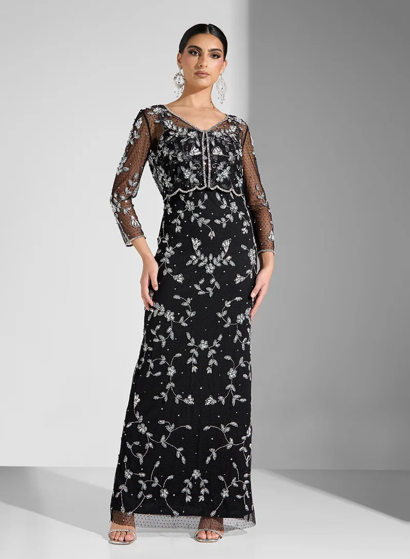 نمشي x Embellished Dress With Borelo Jacket