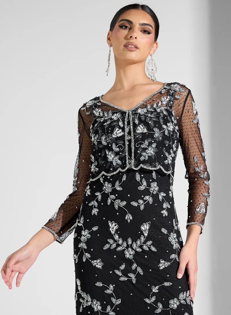 نمشي x Embellished Dress With Borelo Jacket