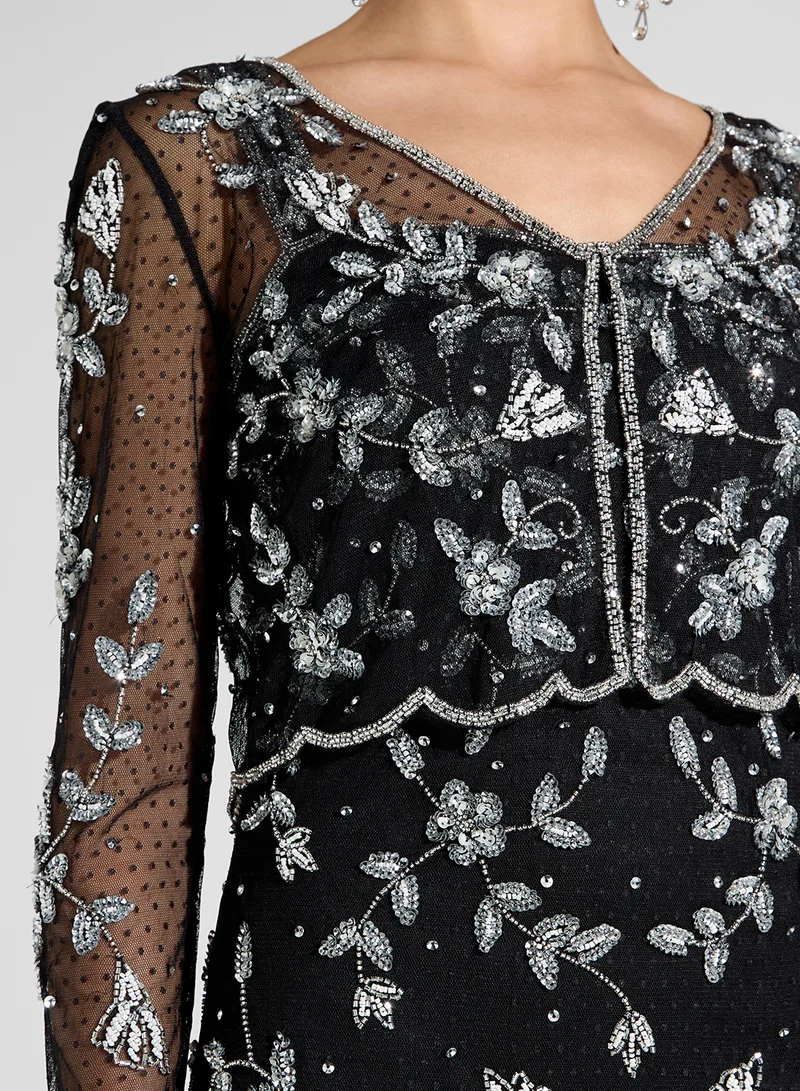 نمشي x Embellished Dress With Borelo Jacket