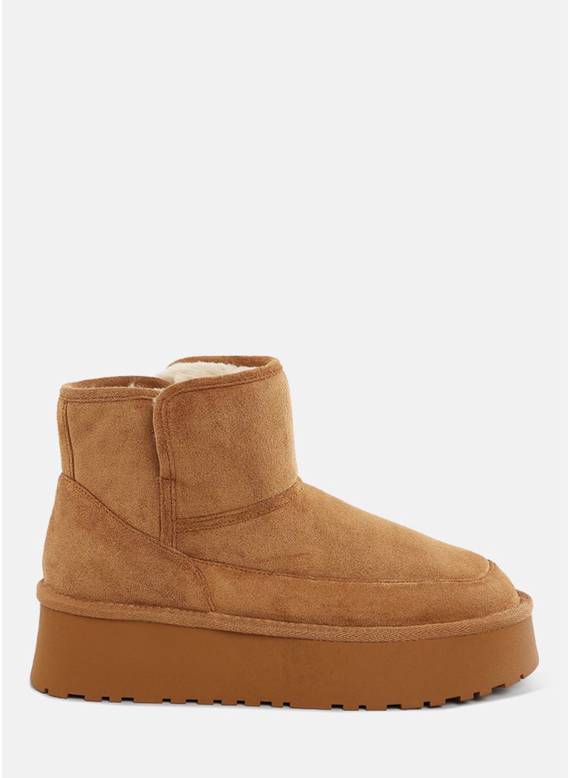 London Rag Women's Chunky Platform Winter Boots in Camel - Image 1