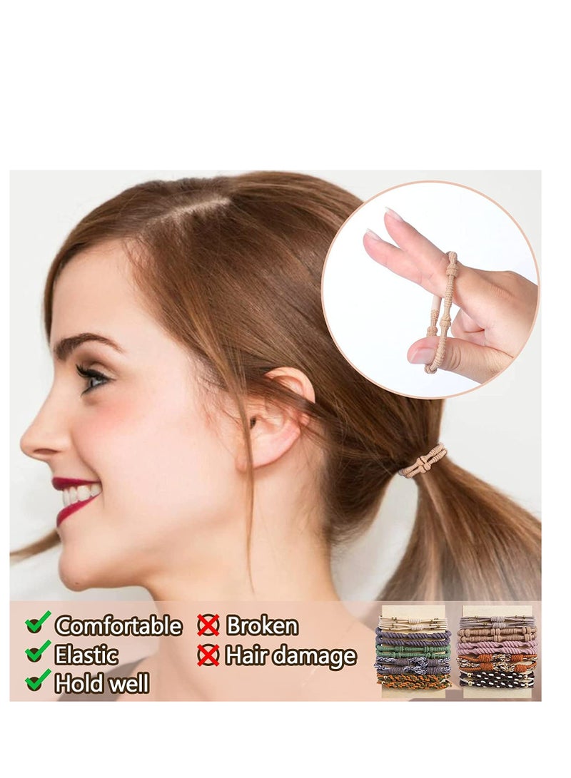 Zikra 20 Pcs Boho Hair Ties for Women, 5 Styles C ute Hair Tie Bracelet for Thick Hair/Pony Tails, 10 Colors No Damage Hair Elastics - Image 5