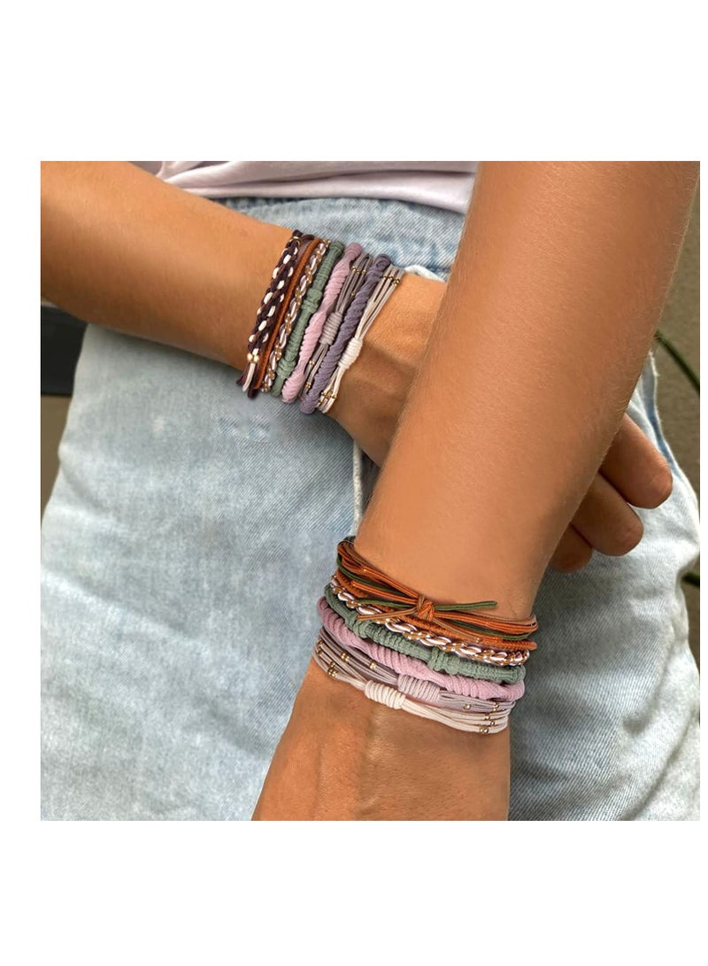 Zikra 20 Pcs Boho Hair Ties for Women, 5 Styles C ute Hair Tie Bracelet for Thick Hair/Pony Tails, 10 Colors No Damage Hair Elastics - Image 3