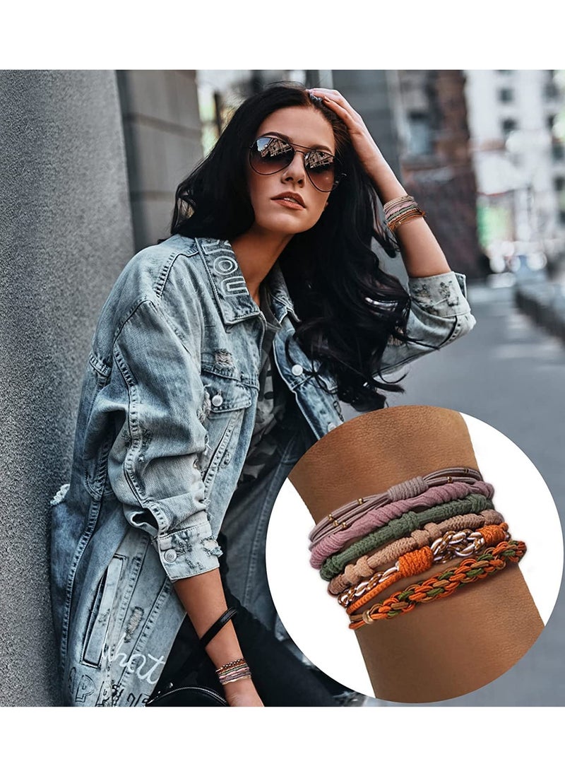 Zikra 20 Pcs Boho Hair Ties for Women, 5 Styles C ute Hair Tie Bracelet for Thick Hair/Pony Tails, 10 Colors No Damage Hair Elastics - Image 4