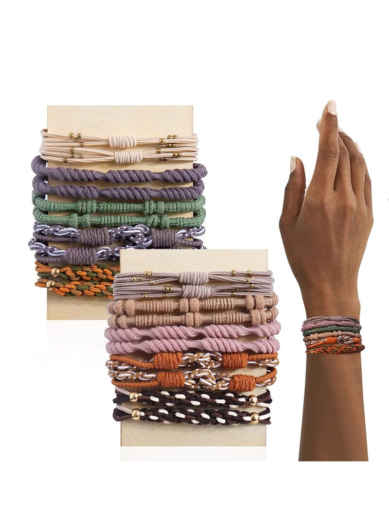 Zikra 20 Pcs Boho Hair Ties for Women, 5 Styles C ute Hair Tie Bracelet for Thick Hair/Pony Tails, 10 Colors No Damage Hair Elastics - Image 1