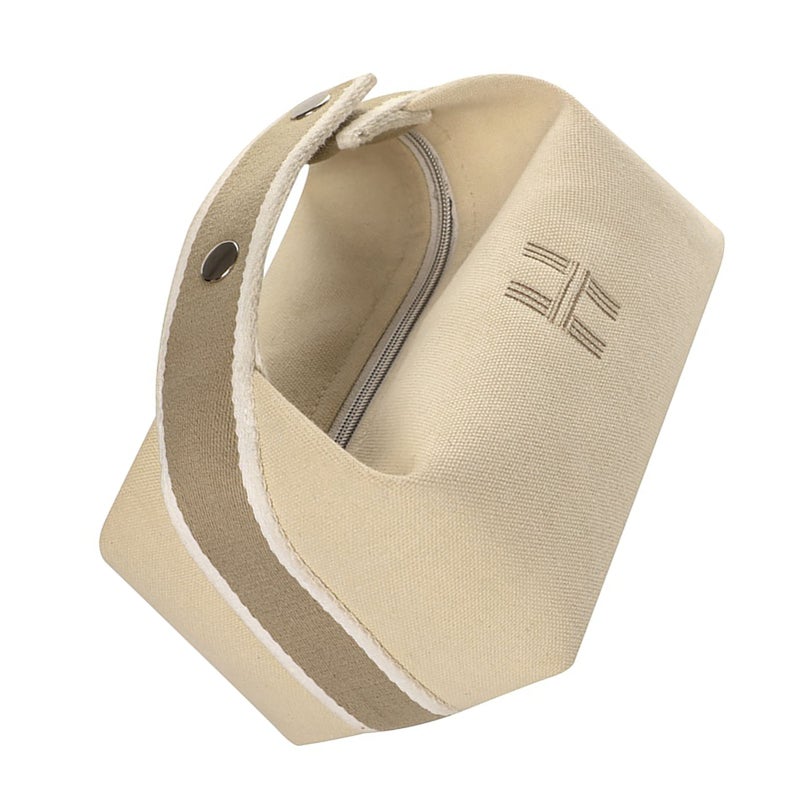 Portable Makeup Bag Waterproof Soft Canvas Large Capacity Cosmetic Bag with Handle for Outdoor Travel White - Image 4