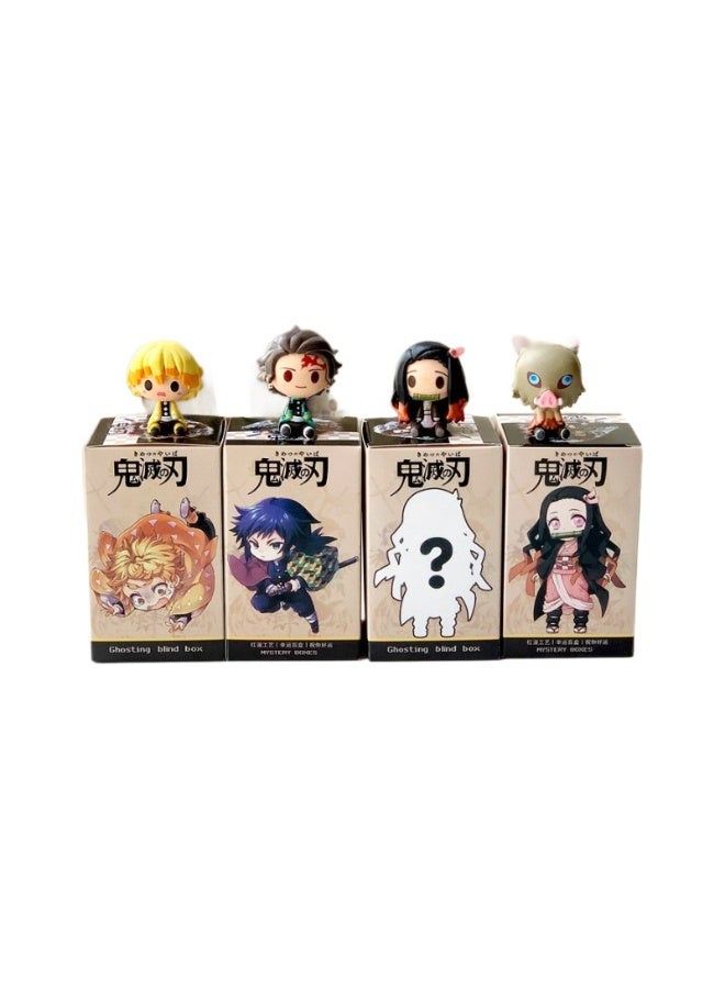 QMAY 4 Piece Adorable Chibi Demon Slayer Kimetsu no Yaiba Blind Box Figures Set Surprise Collectible Characters for Anime Enthusiasts - Image 2