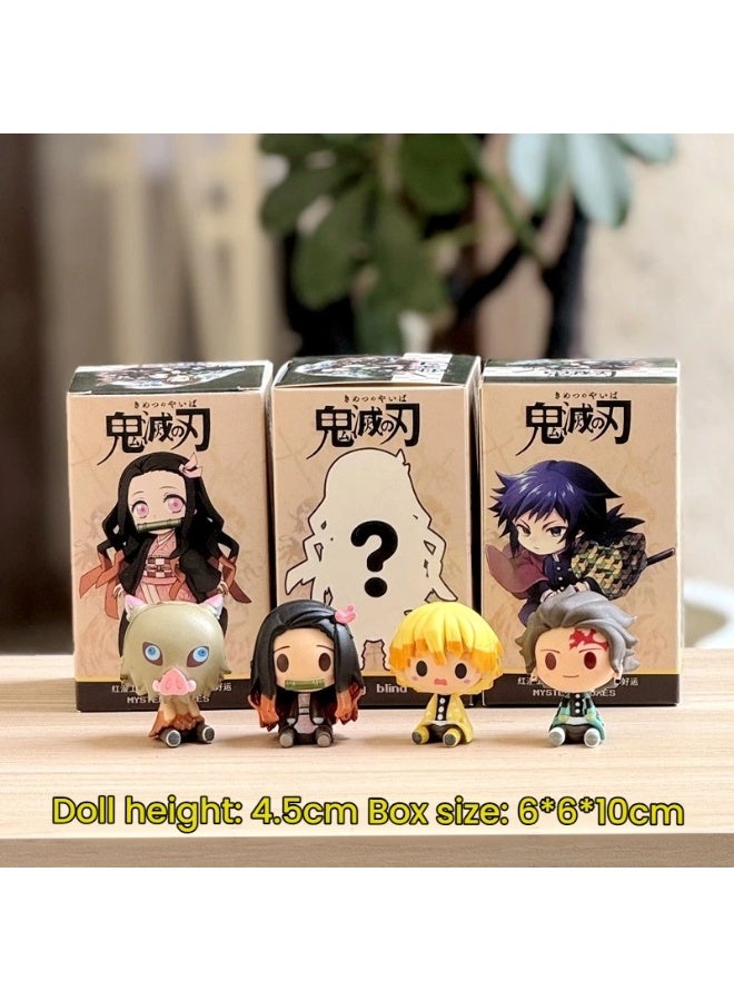 QMAY 4 Piece Adorable Chibi Demon Slayer Kimetsu no Yaiba Blind Box Figures Set Surprise Collectible Characters for Anime Enthusiasts - Image 3