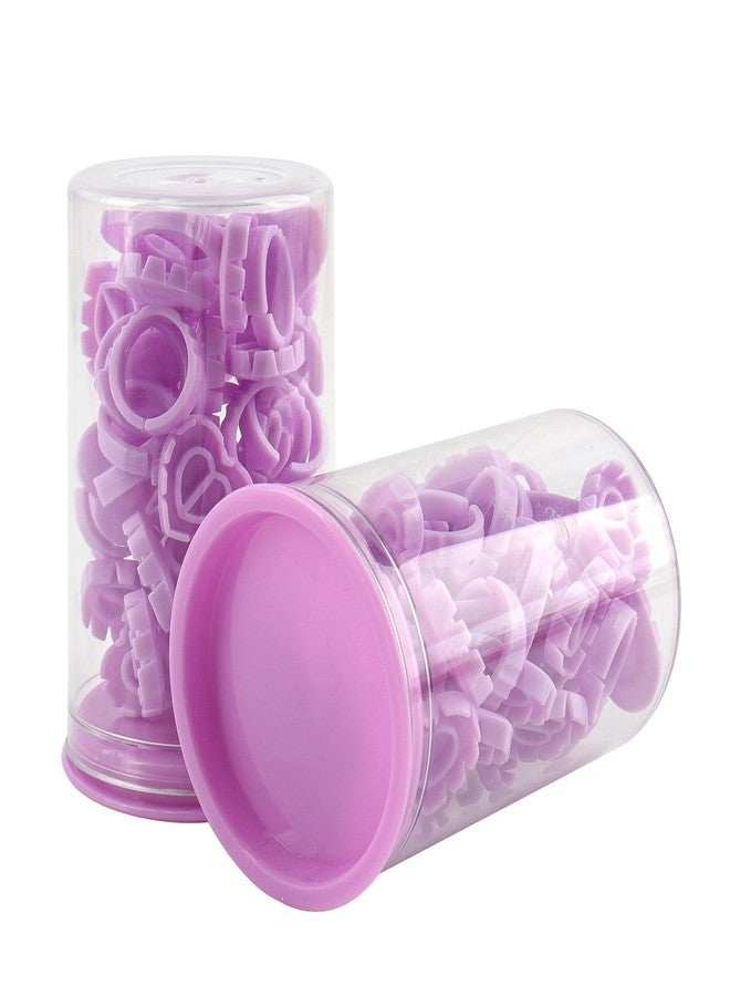 Mekupeu 60pcs Lash Ring for Eyelash Extensions Rings Cup Smart Lash Rings Blooming Eyelash Glue Holder Volume Fanning Cup for Lash Extension Supplies Container Packed (purple, 60pcs) - Image 3