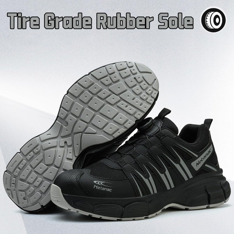 Netanac Steel Toe Shoes for Men Women, Breathable Safety Work Footwear with Durable Soft Sole, Comfort Puncture-Resistant Sneakers for Industrial,102GY,M9 - Image 5