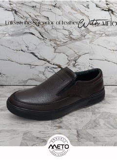 Meto Dark Brown Oxford casual shoe made of genuine natural leather with a light medical sole and medical insole  - Image 2