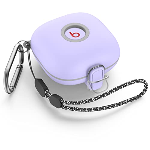 WOFRO [Upgrade Secure Lock] Case for Beats Fit Pro 2021, WOFRO Shock-Absorbing Protective Cover TPU Hard Shell with Anti-Lost Lanyard/Keychain[One-Click Pop] (Purple) - Image 1