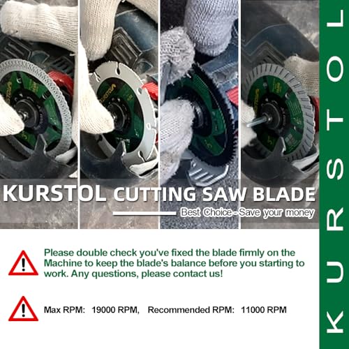 KURSTOL 3 Inch Saw Blade Set - 4pcs 75mm Cutting Disc for Tile Metal Wood Concrete, Arbor 3/8"(10mm) for Mini Angle Grinder - Image 5