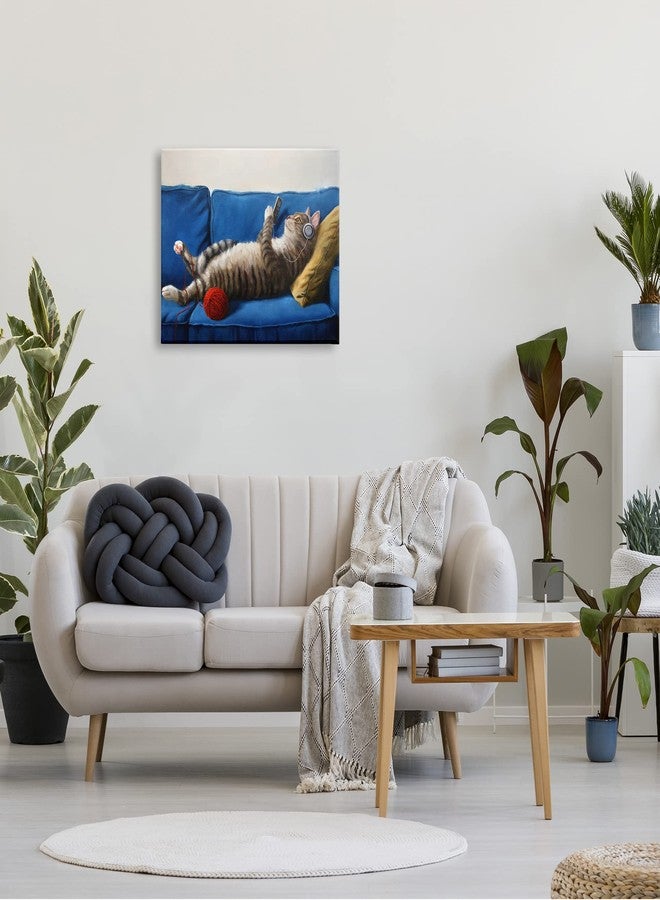 Stupell Industries Cat Couch Relaxing Red Yarn Ball Pet Portrait, Design by Lucia Hefferenan - Image 2