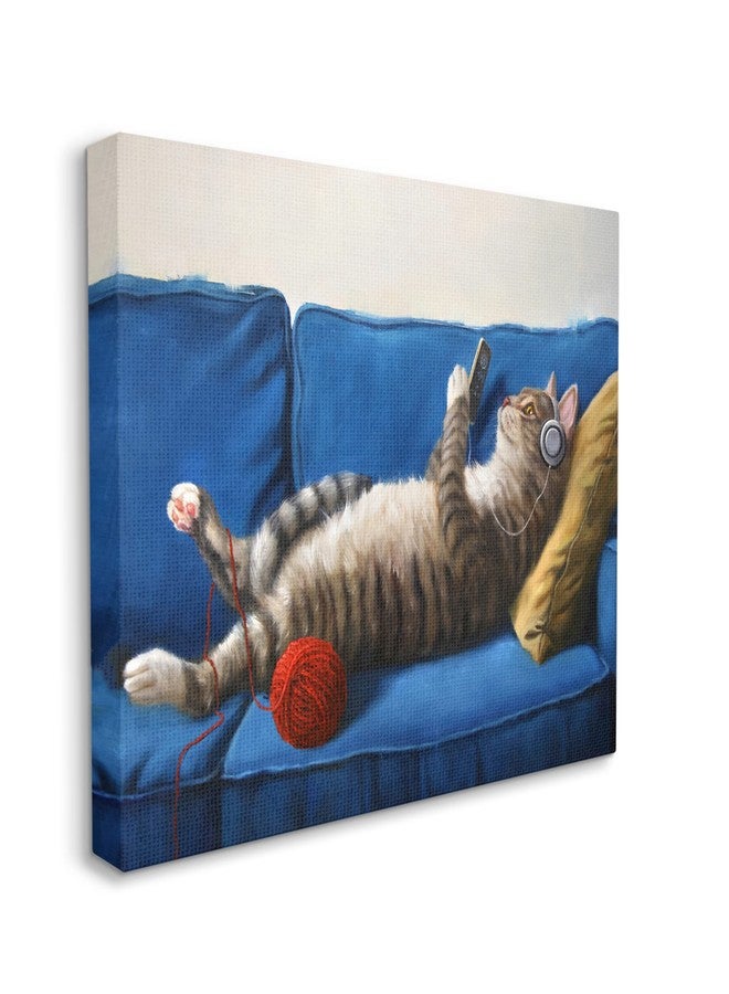 Stupell Industries Cat Couch Relaxing Red Yarn Ball Pet Portrait, Design by Lucia Hefferenan - Image 3