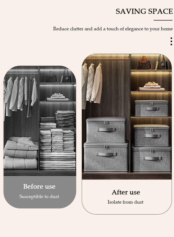 DUNISO 2PCS Large Storage Bags, Clothes Storage Bins with Zip Lid Foldable Closet Organizers Storage Containers with Durable Handles Thick Fabric Storage Box for Blanket Comforter Clothing Bedding - Image 2