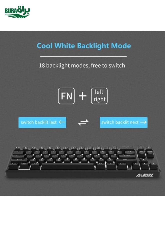 BURAQ Ajazz K680T Mini USB Wired Dual-mode Charging 68-keys Laptop Bluetooth Mechanical Keyboard, Cable Length: 1.6m, Style:Green Shaft(Black)  - Image 4