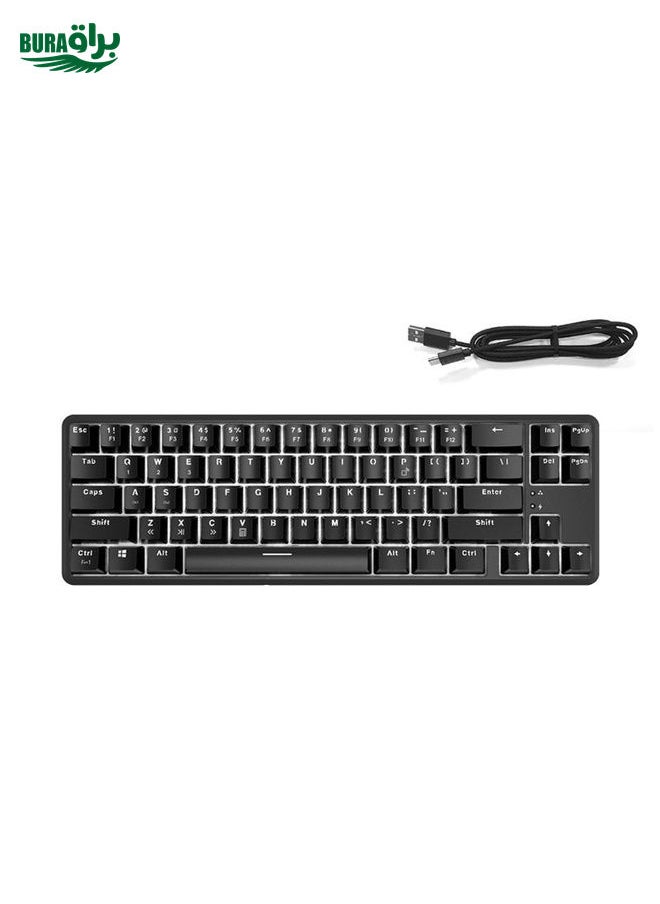 BURAQ Ajazz K680T Mini USB Wired Dual-mode Charging 68-keys Laptop Bluetooth Mechanical Keyboard, Cable Length: 1.6m, Style:Green Shaft(Black)  - Image 1