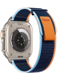 Tin Tech with Apple Watch Series Ultra/Ultra 2 Band 49mm 45mm 44mm 42mm, Nylon Sports Trail loop Band for Apple Watch /SE 1/2/3/4/5/6/7/ – Blue & orange