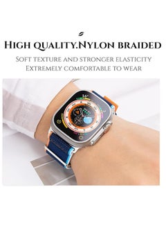 ten.tech Tin Tech with Apple Watch Series Ultra/Ultra 2 Band 49mm 45mm 44mm 42mm, Nylon Sports Trail loop Band for Apple Watch /SE 1/2/3/4/5/6/7/ – Blue & orange  - Image 2